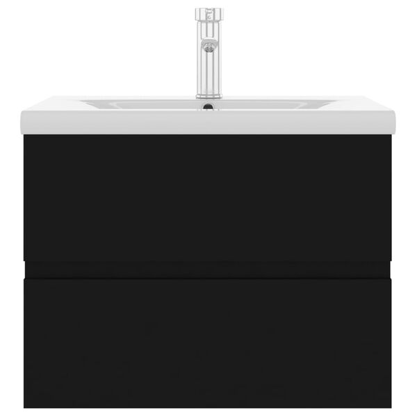 vidaXL Badrumssk&aring;p med inbyggt handfat svart konstruerat tr&auml;