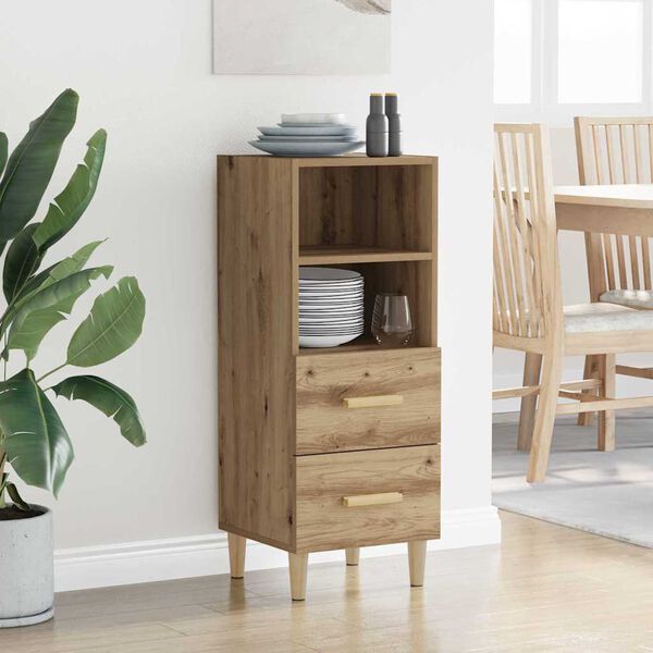 vidaXL Sideboard med l&aring;da artisan ek 34 x 34,5 x 90 cm Konstruerat tr&auml;
