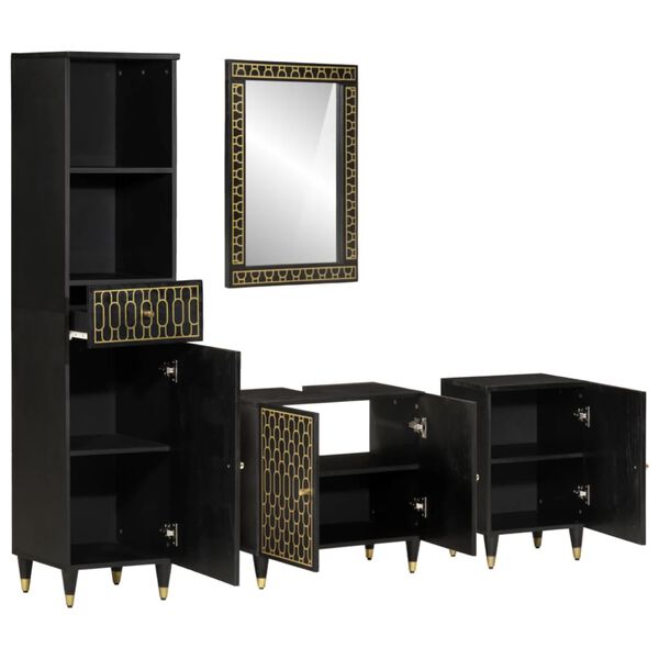 vidaXL Badrumsmöbler 4 delar massivt mangoträ