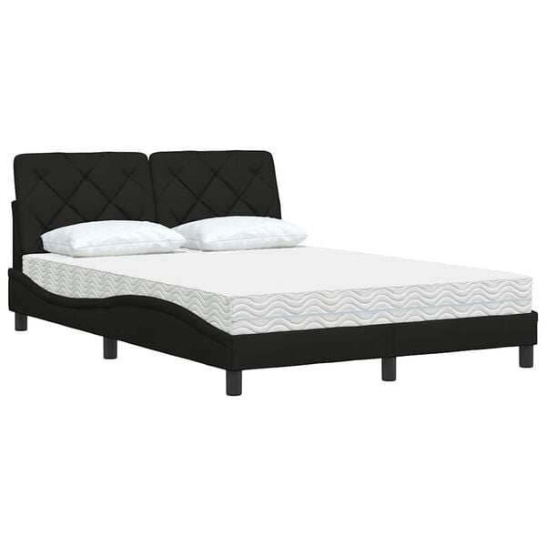 vidaXL Bed with Mattress Black 120x200 cm Fabric
