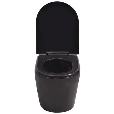 vidaXL Toalettstol vägghängd keramisk svart