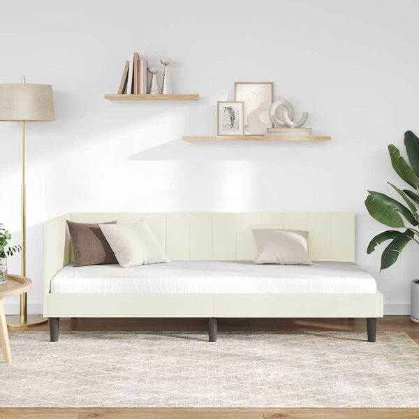 vidaXL H&ouml;rn S&auml;ngram med huvudgavel Kr&auml;m 80 cm x 200 cm Sammet