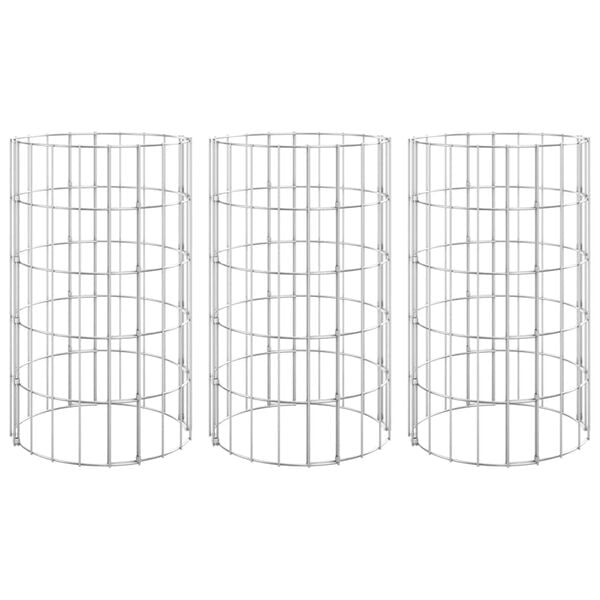vidaXL Planteringsgabion 3 st upphöjd rund galvaniserat stål Ø30x50 cm