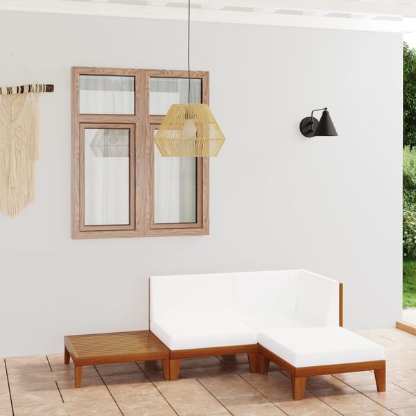 vidaXL Loungegrupp med dynor 4 delar massivt akaciatr&auml;