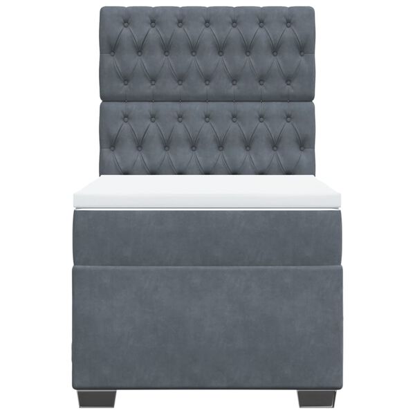 vidaXL Ramsäng med madrass mörkgrå 100x200 cm sammet