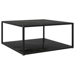 vidaXL Soffbord svart 80x80x35 cm h&auml;rdat glas