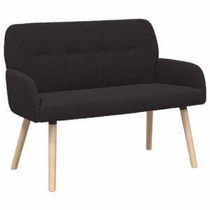 vidaXL 2-sitssoffa med ben i massivt tr&auml; Svart Boucl&eacute;