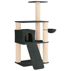 vidaXL Katttr&auml;d med sisal kl&ouml;spelare M&ouml;rkgr&aring; 173 cm