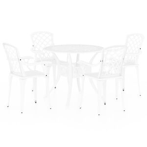 vidaXL Caf&eacute;set 5 delar gjuten aluminium vit
