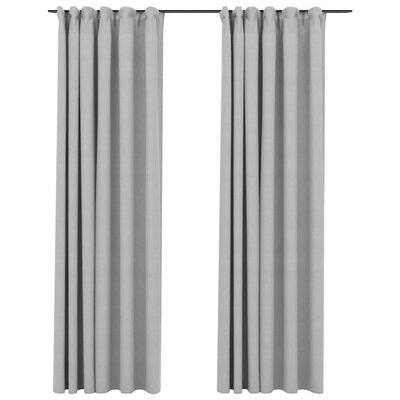vidaXL Mörkläggningsgardiner med krokar linnelook 2 st grå 140x245 cm
