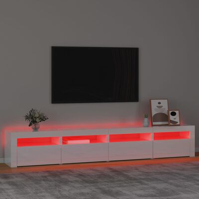 vidaXL Tv-bänk med LED-belysning vit högglans 240x35x40 cm