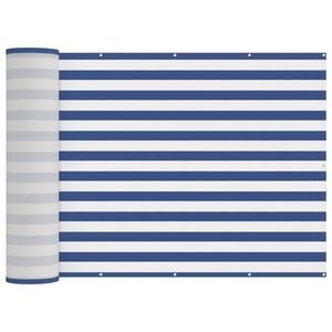 vidaXL Balkongsk&auml;rm 150 x 500 cm Tyg med PU-bel&auml;ggning Bl&aring; och Vit