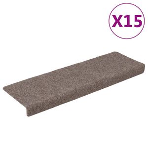 vidaXL Trappmattor sj&auml;lvh&auml;ftande 15 st 65x21x4 cm beige rektangul&auml;r kant