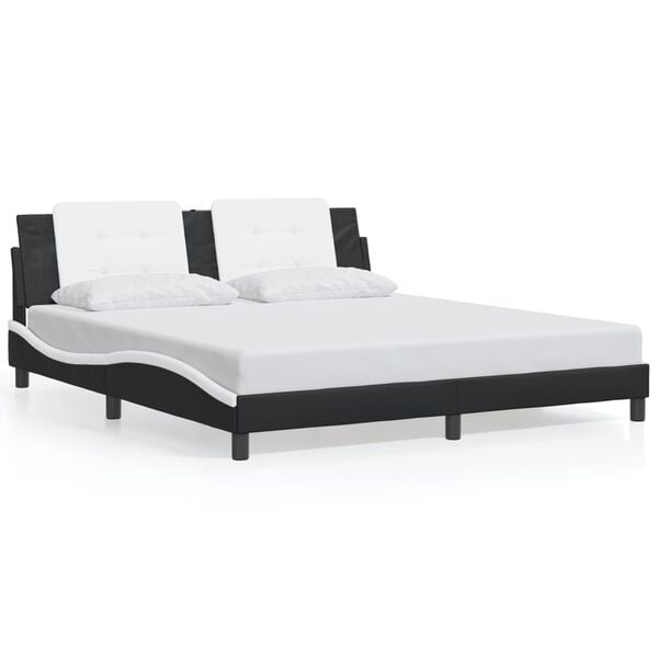 vidaXL Bed Frame without Mattress "Zadar" Black and White 180x200 cm Faux Leather