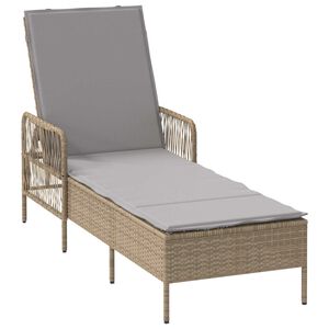 vidaXL Solsäng Reclining med kudde Beige 157 x 55 x 92cm konstrotting