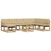 vidaXL Utomhussoffset med kudde 9 pcs Vit och Beige