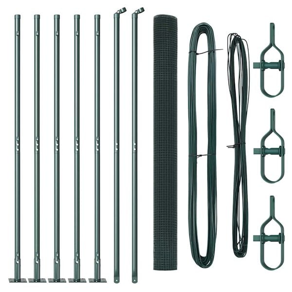 vidaXL Staket med stolpar Gr&ouml;n 1.5 x 10 m St&aring;l