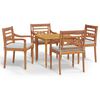 vidaXL Matgrupp för trädgården med dynor 5 delar massiv teak