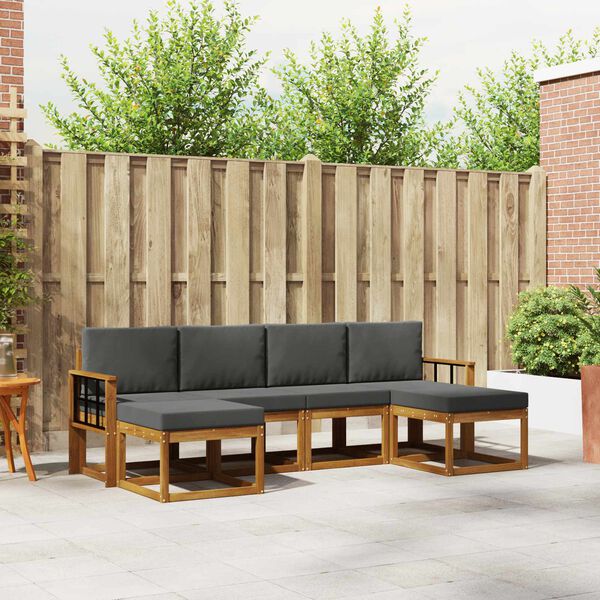 vidaXL Utomhussoffset med kudde 6 pcs Naturlig och Antracit