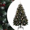 vidaXL Konstgjord julgran gr&ouml;n med julkulor 150 cm 150 LED-lampor