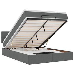 vidaXL Ottoman s&auml;ng med madrass och LED-lampor m&ouml;rkgr&aring; 140x190 cm tyg