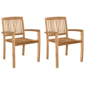 vidaXL Stapelbara tr&auml;dg&aring;rdsstolar 2 st massiv teak