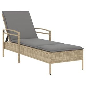 vidaXL Sols&auml;ng med dyna beige 63x200x81 cm konstrotting