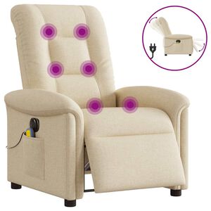 vidaXL Elektrisk massagef&aring;t&ouml;lj gr&auml;ddvit tyg