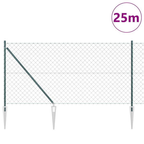 vidaXL St&auml;ngselstolpe Gr&ouml;n 1 x 25 m (60 x 60 mm n&auml;t) St&aring;l