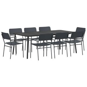 vidaXL Matgrupp 9 st Antracit St&aring;l