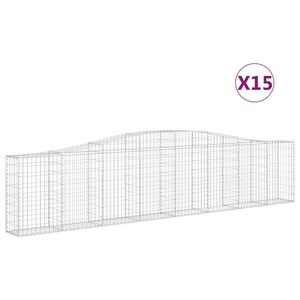vidaXL Gabioner b&aring;gformade 15 st 400x30x80/100 cm galvaniserat j&auml;rn