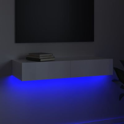 vidaXL Tv-bänk med LED-belysning vit högglans 90x35x15,5 cm