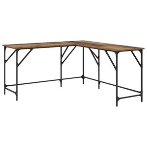 vidaXL Skrivbord Gammalt tr&auml; Konstruerat tr&auml; 149 x 149 x 75 cm