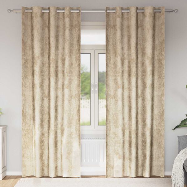 vidaXL Sammetsgardiner med gardiner 2 pcs Kr&auml;m 245 x 140 cm Sammet