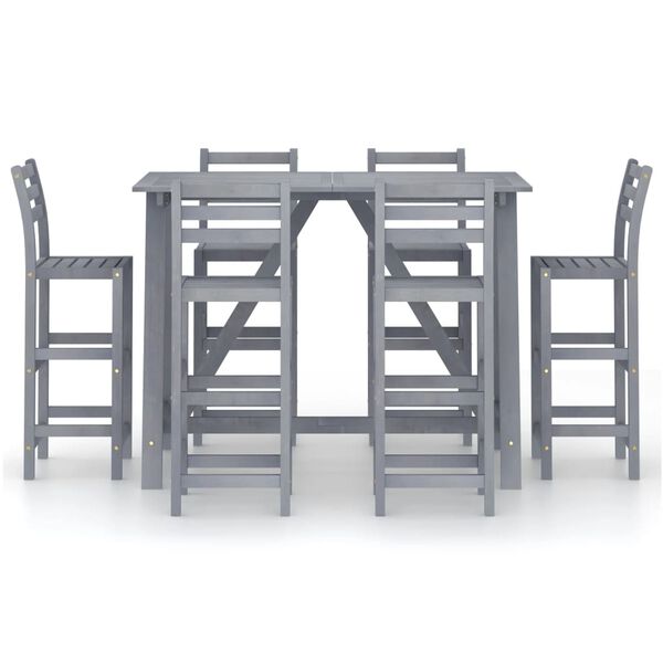 vidaXL Bargrupp f&ouml;r tr&auml;dg&aring;rden gr&aring; 7 delar massivt akaciatr&auml;