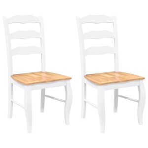 vidaXL Matstolar 2 st vitt massivt trä gummi