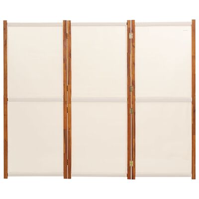 vidaXL Rumsavdelare 3 paneler gräddvit 210x180 cm