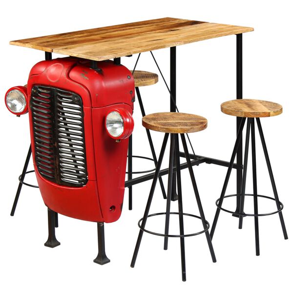 vidaXL Bargrupp 5 delar massivt mangoträ 120x60x107 cm