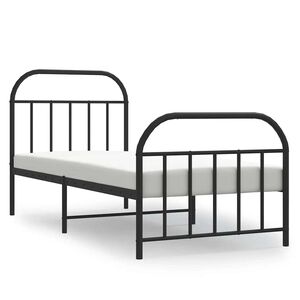 vidaXL S&auml;ngram med huvudgavel och fotgavel svart metall 90x190 cm