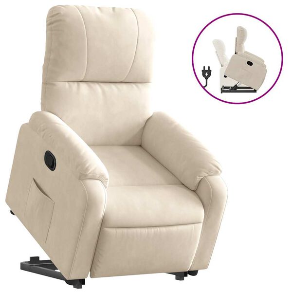 vidaXL Reclinerfåtölj med uppresningshjälp beige mikrofibertyg