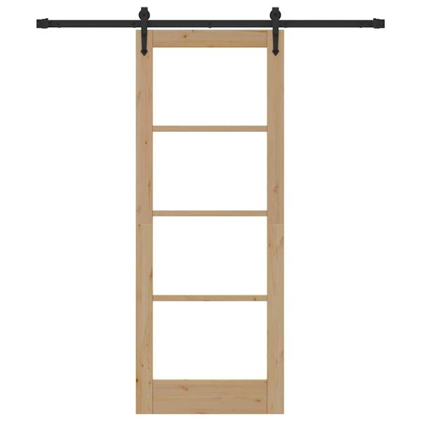 vidaXL Skjutdörr Naturfärg 78 x 202 cm Massivt tallträ och glas