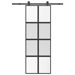 vidaXL Skjutd&ouml;rr med beslagset h&auml;rdat glas och aluminium 76x205 cm