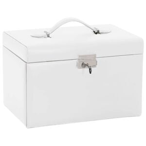 vidaXL Smyckeskrin 3-skikts med spegel l&aring;sbar vit 26x18x17,5 cm