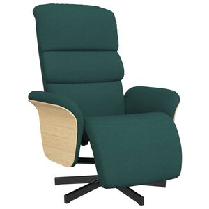 vidaXL Reclinerf&aring;t&ouml;lj med fotst&ouml;d m&ouml;rkgr&ouml;n tyg