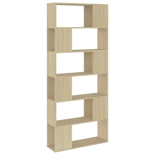 vidaXL Bokhylla/Rumsavdelare sonoma-ek 80x24x186 cm konstruerat trä