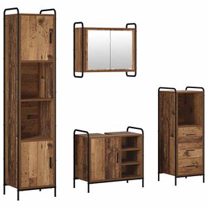 vidaXL Badrumssk&aring;psset 4 st Gammalt tr&auml; 40 x 36 x 181 cm