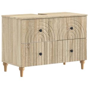vidaXL Badrumssk&aring;p med handfat ALKMAAR Sonoma-ek 82 x 41 x 59 cm