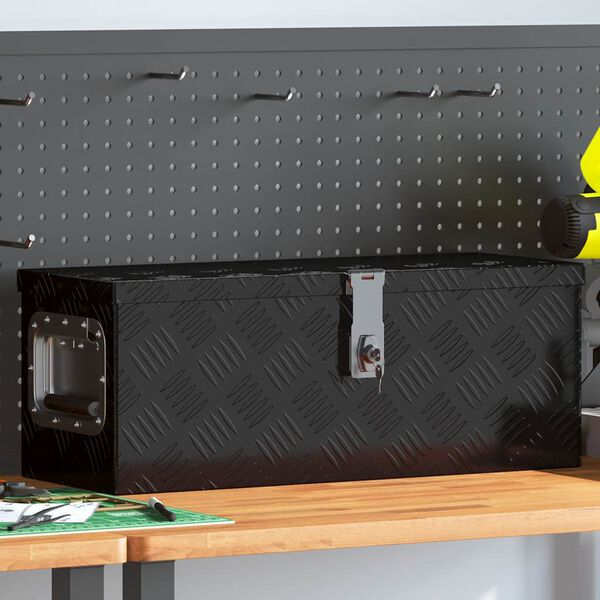 vidaXL Förvaringslåda svart 60x23,5x23 cm aluminium