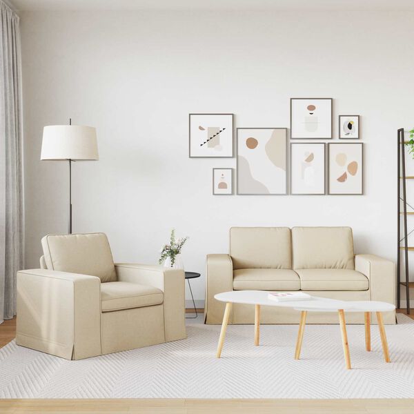 vidaXL Soffa 2 pcs Kr&auml;m 182 x 80 x 82 cm tyg