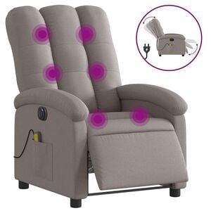 vidaXL Elektrisk massagef&aring;t&ouml;lj taupe tyg